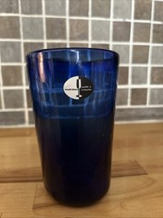 MOUTH BLOWN COBALT BLUE GLASS FRENCH TUMBLER, 5.5″ X 3.5″