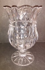 Cut Glass Crystal Compote * Pedestal * Footed * Tulip Pattern * Paneled Stem *