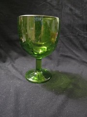 Vintage Green Glass Thumbprint Goblet