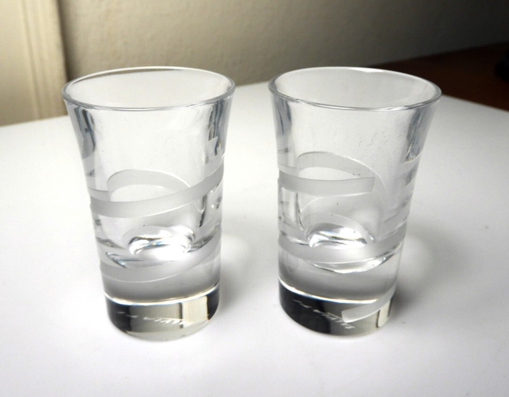 SALVIATI Italy Crystal ELICHE Vodka/Shot Glasses, Pair, Mint