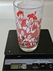 1950’s MCM Hazel Atlas Auld Lang Syne Drinking Song Glass Big Top Peanut Butter