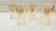 Peach Luster Tumblers Swirl Mid Century Drinking Glasses Square Bottom Set of 4