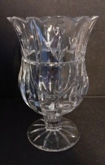Cut Glass Crystal Compote * Pedestal * Footed * Tulip Pattern * Paneled Stem *