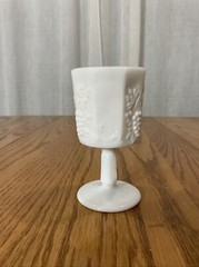 Westmoreland Milk Glass Paneled Grape 4 3/4″ Wine Goblets W/ Original Tags