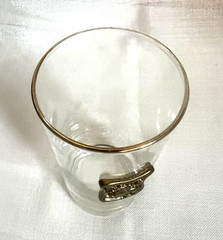 Vintage MCM Libbey Glass Crown Collection Gold Unicorn Medallion Tumblers Set 3