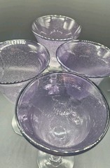 Vintage Artland Iris Amethyst Blown Glass Water Wine Goblets (4) Seeded Bubble