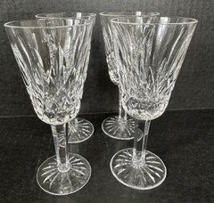 Waterford Crystal Lismore Claret Wine Glasses Set of 4 Vertical Cut On Bowl
