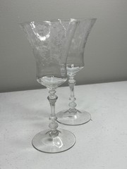 Cambridge Crystal Rose Point Clear Steam 3500 Etched Water Goblet set of 2