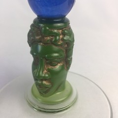 Richard Jolley Sculpted Art Glass Martini Stem Bombay Sapphire Gin 1996