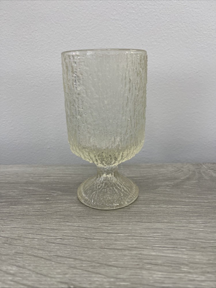 1 Replacement Vintage Clear Glass Textured Goblet “5. 1/4” Footed Drink glass