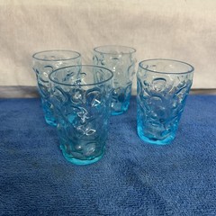 Bryce El Rancho Cerulean Blue Juice Glasses Set of 4 MCM 50-60’s Textured Rare!