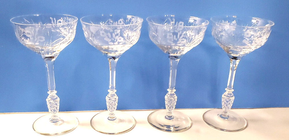 Vintage Rock Sharpe Newgate Crystal Cocktail Liquor Goblet Glass 6″ Set of 4