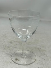 Pair of Tiffin Glass «Shooting Star» Etched Water Goblets Elegant Glass 5″