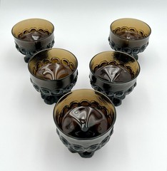 Set of 5 Franciscan Madeira Smoke Brown Goblets Mid Century Modern MCM Barware