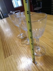 Set of 4 Crystal Cut Stemmed Wine Glasses Goblets 7.5″ Elegant Barware
