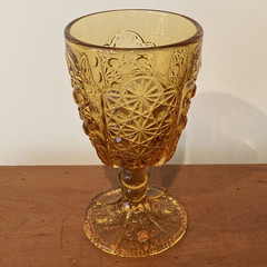 EAPG Daisy and Button Amber Wine Goblet