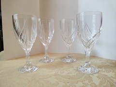 Lenox Debut Crystal Feather Cut 7×3/4 Wine Glasses Set Of 4 New