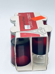 NEW NOS 8 Luminarc Cavalier Ruby Red Cordial Sherry Glasses MCM Clear Base VTG