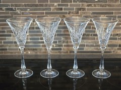 Crystal Oscar de la Renta Champagne Flutes Wine Glasses WALDORF 8 5/8″ SET of 4