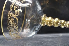 Vintage Set of 4 Etched Champagne/Martini/Tall Sherbet Gold Encrusted {878}