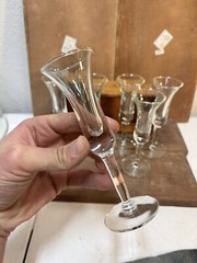 Set 6 Vintage MCM Blown Glass Aperitif Cordial Liquor 1 fl oz? Barware Glasses