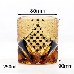 Amber Black Hand Engraved Knight Style Rock Glass Whisky Glass 250ml