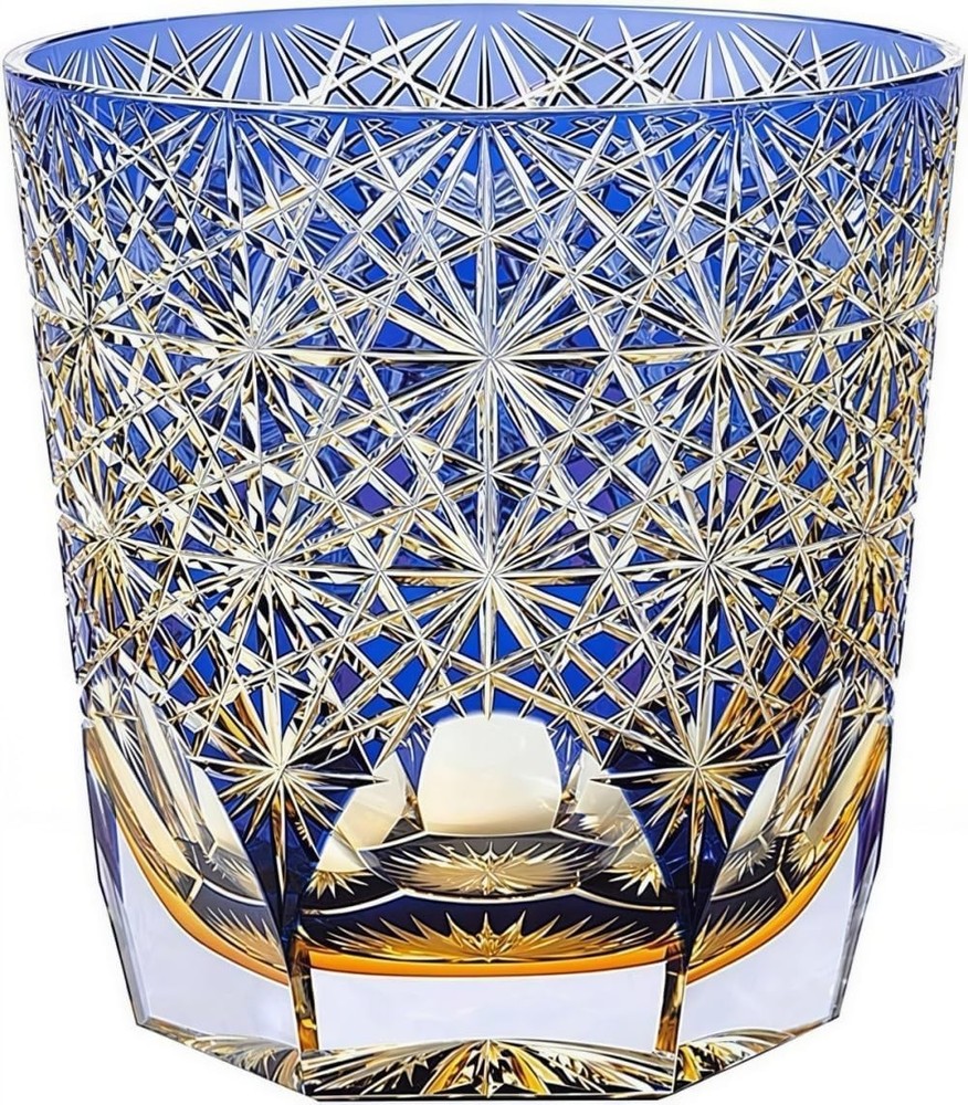 8oz/240ML Whiskey Glasses Tumbler Hand Cut Crystal Colored Glass Edo Kiriko NEW