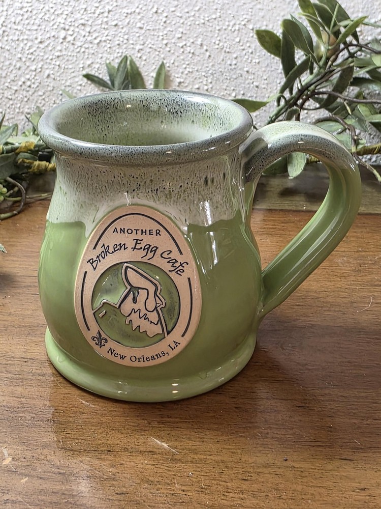 Deneen Pottery Another Broken Egg Cafe Green Stoneware Beer Mug New Orleans