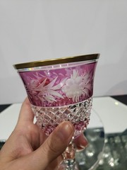 Water Goblet Glass 7-3/8″ tall, Crystal Ebeling & Reuss Marchioness Cranberry #2