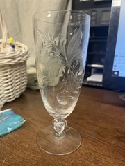 Tiffin Fernwood #17372 Air Bubble Stem Iced Tea Footed Tumbler 6-7/8″