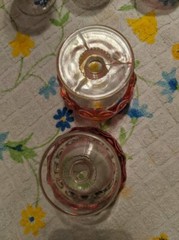 Lot of 6 Indiana/Tiffin Kings Crown Cranberry Flash Thumbprint Stemmed Glassware