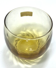 Libbey Tiara Amber Swirl Optic Roly Poly Glass Original Sticker Vintage MCM