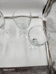 Vintage Wine Glasses Vertical Optic Lines Set of 4 Clear Crystal