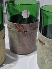 Vintage Italian Bar Glasses W/ Leather Suede Sleeves