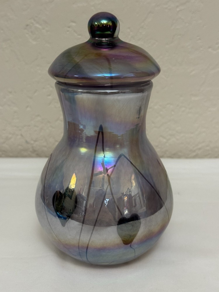 Gibson Glass Amethyst Lilac Hanging Hearts Jar With Lid