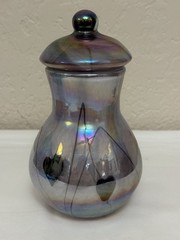 Gibson Glass Amethyst Lilac Hanging Hearts Jar With Lid