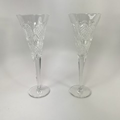 Pair of Waterford Crystal 10.25” Tall Wedding Heirloom Champagne Flutes