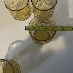 Set Of 4 Anchor Hocking Heritage Hill Honey Gold Circle Juice Glasses Tumblers