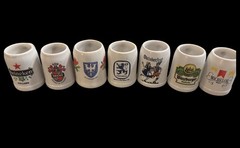 Vintage Beer Stein Mini Mug Set Of 7 Lowenbrau, Wurzburger, Oktoberfest, Etc