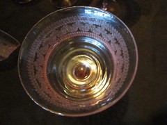 Antique HC Fry Glass Set 5 Pink Goblets Needle-Etch Ribbed Paneled 1920s