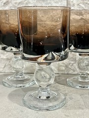 Vintage Carl Erickson Brown To Clear Goblet Glasses, 4 Total