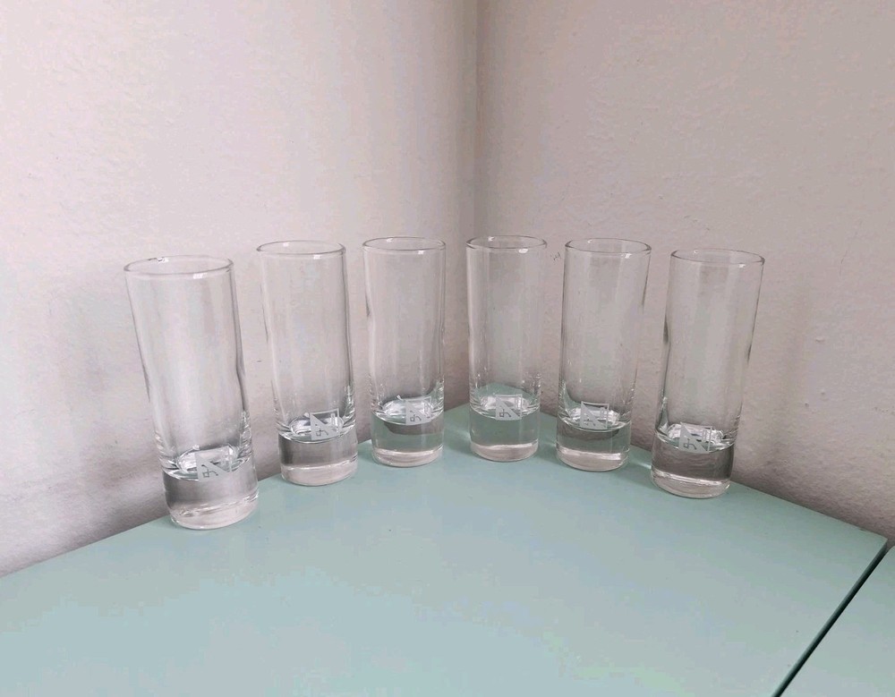 Vintage 6 Kosta Boda Pippi Shot Glasses Bubble Base Walter Hickman Sweden Lot