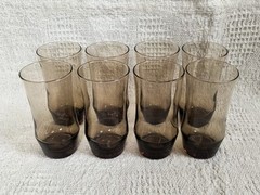 8 Libbey Apollo Tawny Smoke Brown Mid-Century Glasses Tumblers 6″