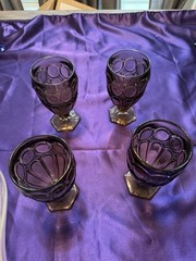 Vintage Fostoria Moonstone Water Iced Tea Goblets Taupe Brown Stemmed Glassware
