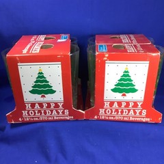 1980 NEW in Box 12.5 oz Christmas Tree Glasses Set 8 Anchor Beverage Ware 752
