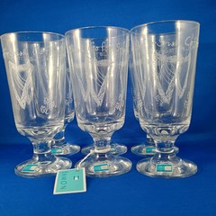 Eamon Glass 6 Mug Set IRELAND Irish Coffee Liqueur Etched Harps Shamrocks New