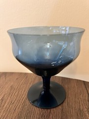 10 Denby Olympia Tall Sherbet Champagne Glasses Blue VTG 4 3/8” Stemware