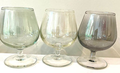 Mini Crystal Iridescent Color Snifters Cordial Glasses Set of 3 ~ 3.5” Tall