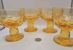 VTG 4 Tiffin Franciscan Cornsilk Yellow Goblet Champagne/Sherbet Glasses