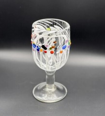 RARE James Moody Signed Handmade Hand Blown Colorful Art Glass Tumbler Goblet 7”